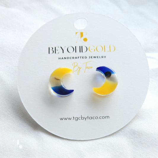 Resin Moon Stud Earrings