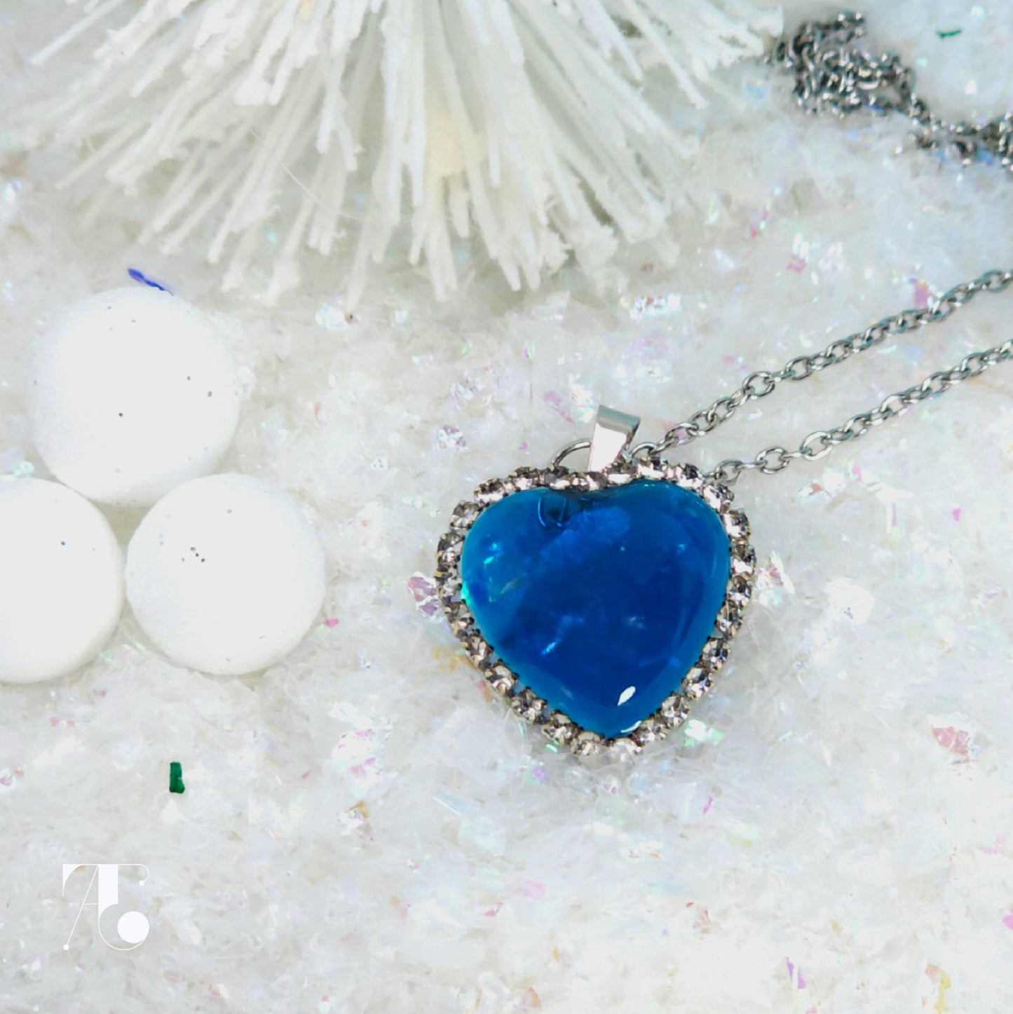 Blue Resin Heart Necklace | Handmade Aesthetic Heart Pendant Jewelry