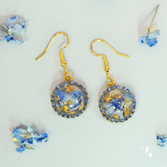 Blue Hydrangea Drop Earrings