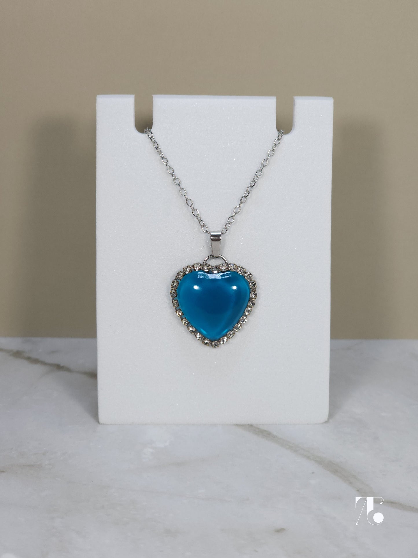 Blue Resin Heart Necklace | Handmade Aesthetic Heart Pendant Jewelry