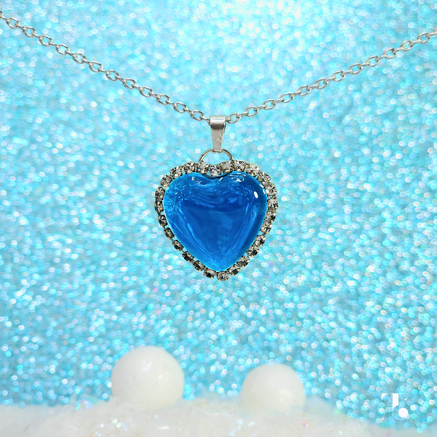 Blue Resin Heart Necklace | Handmade Aesthetic Heart Pendant Jewelry
