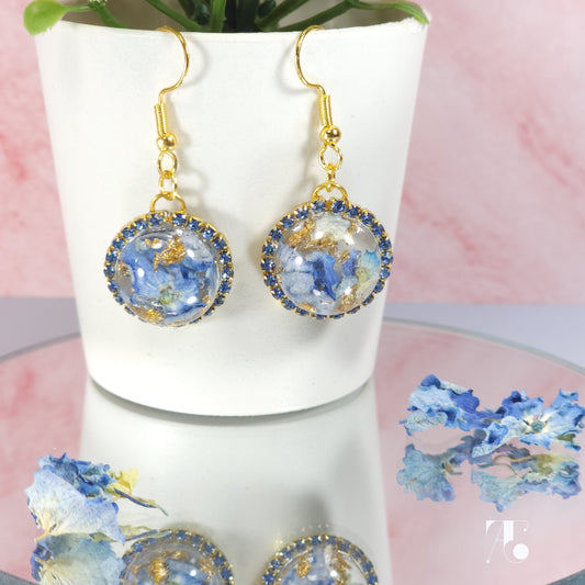 Blue Hydrangea Drop Earrings